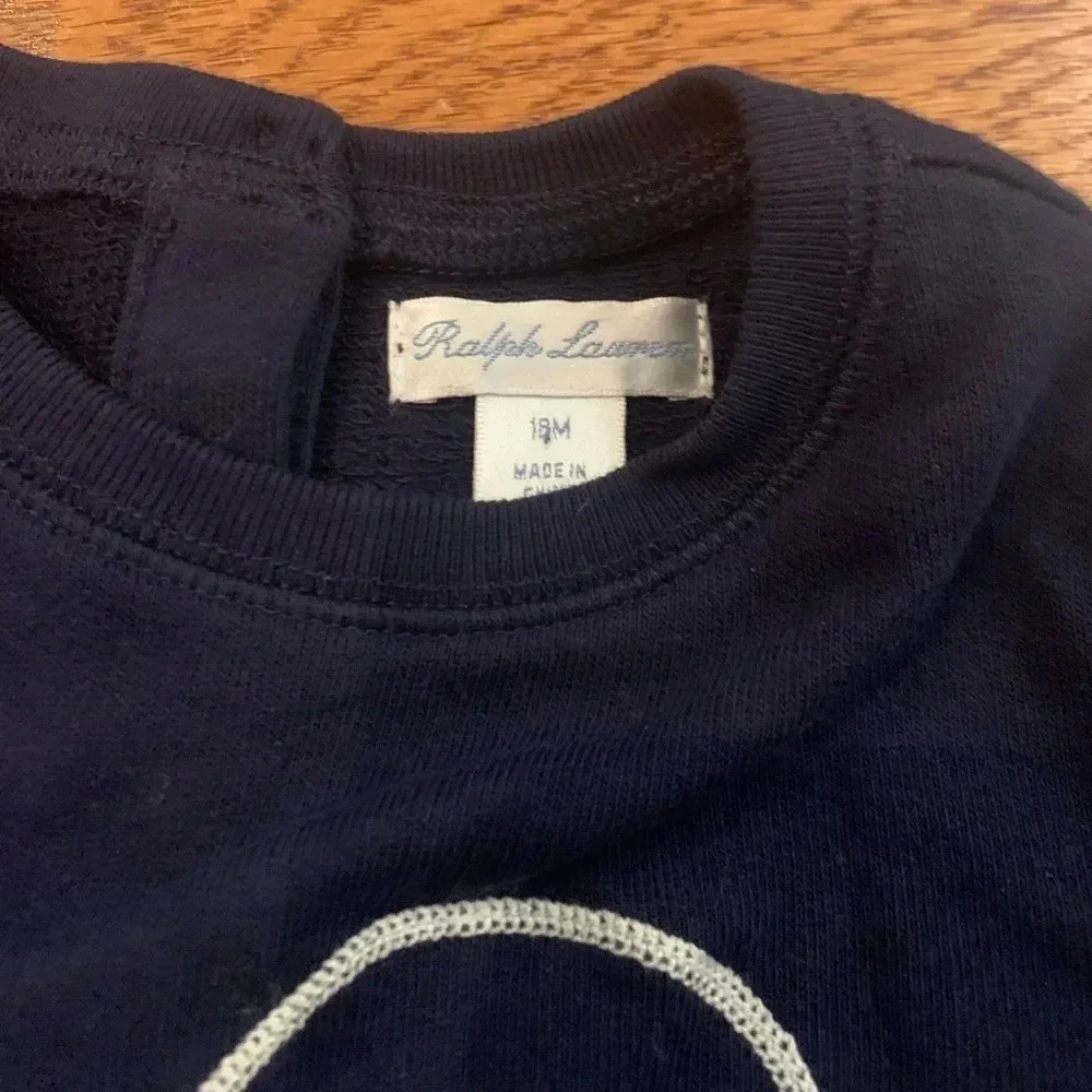 Ralph Lauren Polo Girls Navy Sweatshirt Dress with Heart Logo Size 18M - Picture 3 of 6